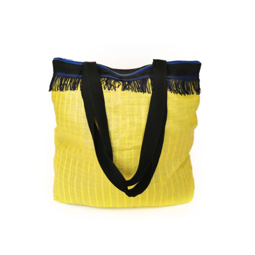 upcycled XL shopper, "Fringes" made of recycled ricebag , Tasche aus recyceltem Kunststoff, Reissack