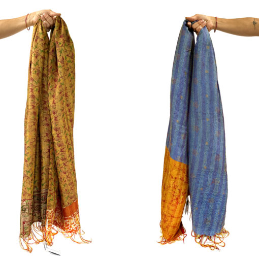 kantha _scarf_Meena- sari silk schal Neela , handgefertigt und einzigartig
