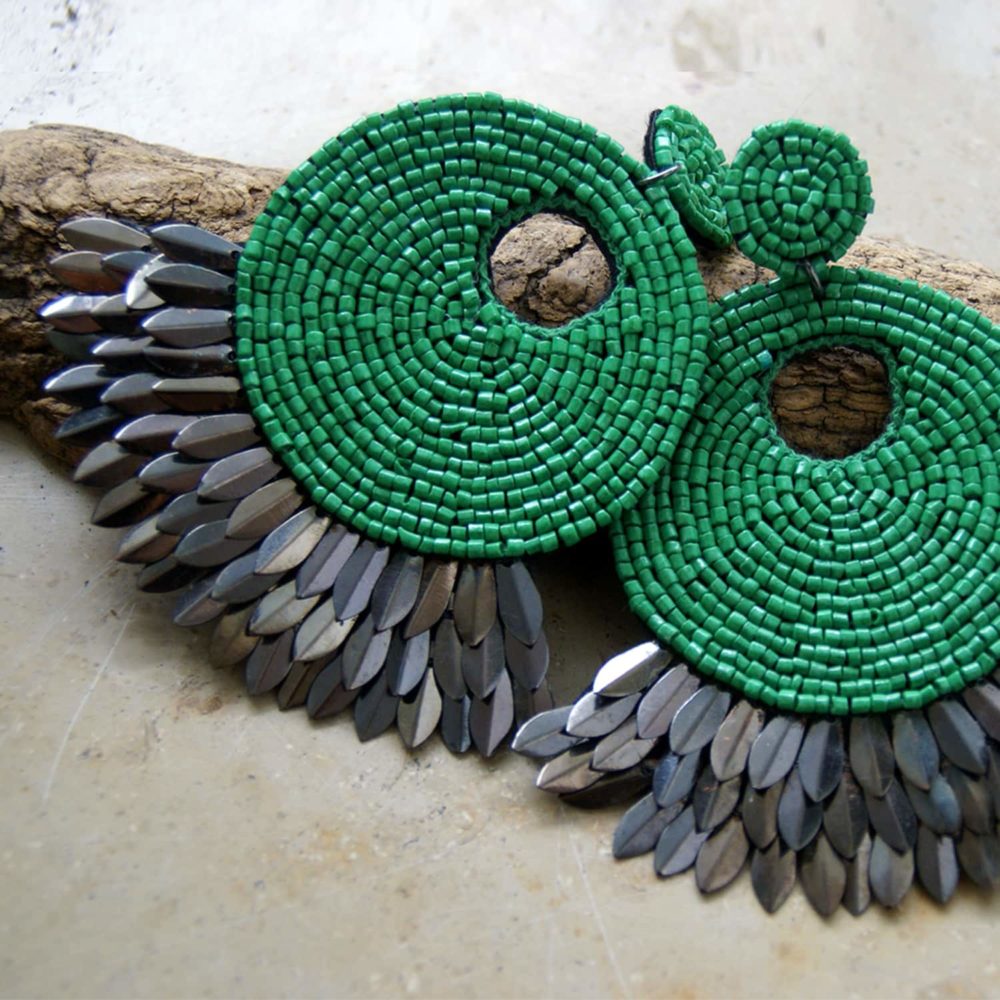 handgefertigte XL Ohrringe "Peacock"