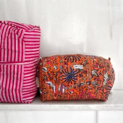 handcrafted cosmetic bag "orange palm"
