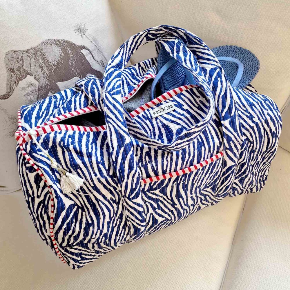 Baumwolltasche - Dufflebag "blue Zebra" - sporttasche, Weekender ,Strandtasche