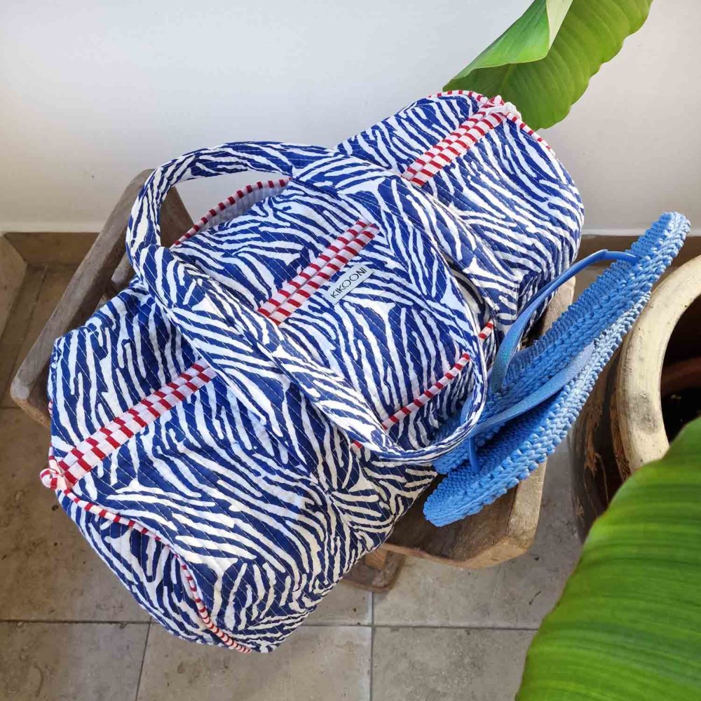 Baumwolltasche - Dufflebag "blue Zebra" - sporttasche, Weekender ,Strandtasche