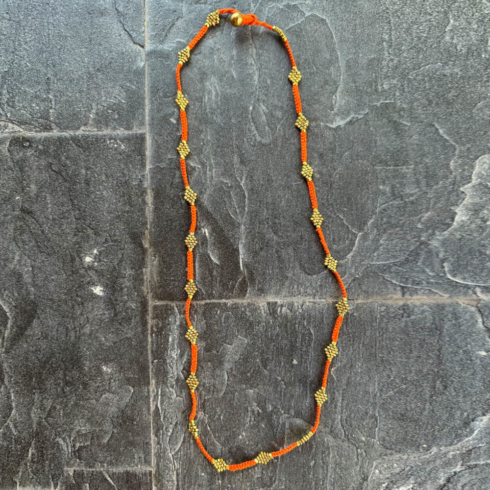 handgefertigte Dokra Halskette "Summerlove" Necklace orange